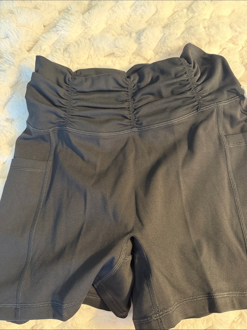 Blogilates Black Ruched Bike Shorts with Side Pockets